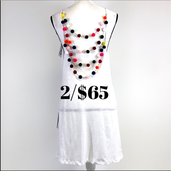 Pitusa Other - Pitusa White Cotton Dress multicolored Pom Poms
